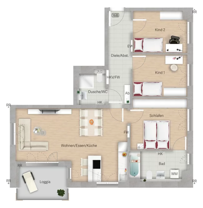Grundriss der Wohnung 16b