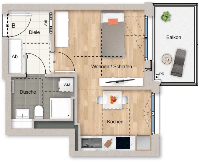 Grundriss der Wohnung 5.5.206b