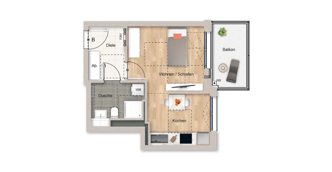 Grundriss der Wohnung 5.5.206b