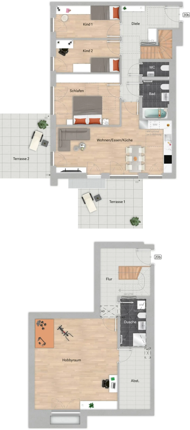 Grundriss der Wohnung 20b
