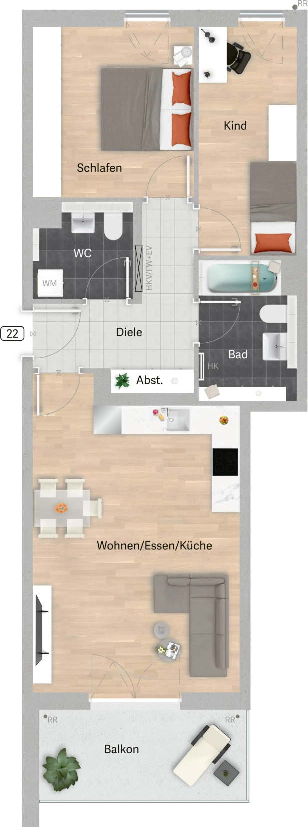 Grundriss der Wohnung 22
