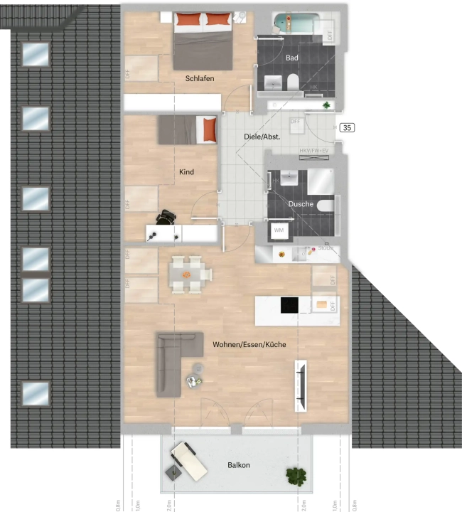 Grundriss der Wohnung 35