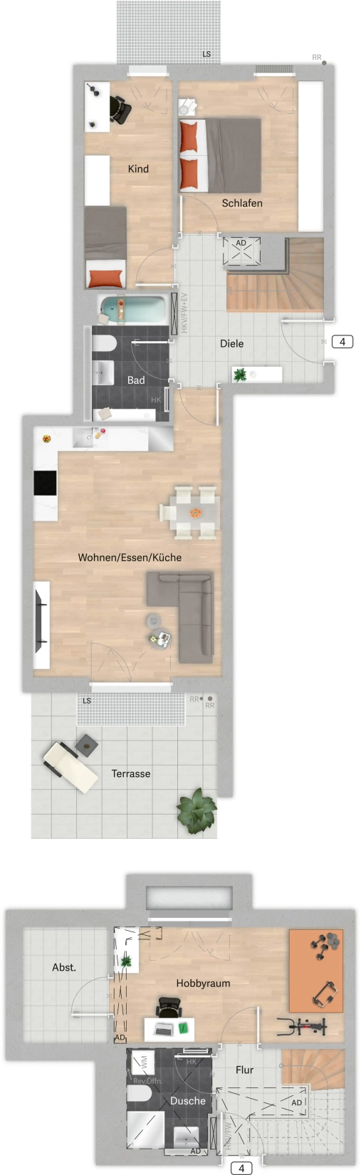 Grundriss der Wohnung 4