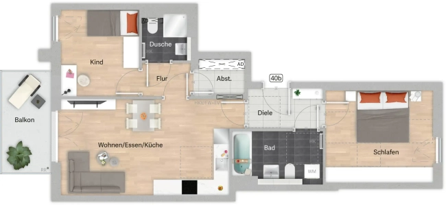 Grundriss der Wohnung 40b