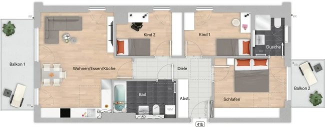 Grundriss der Wohnung 41b