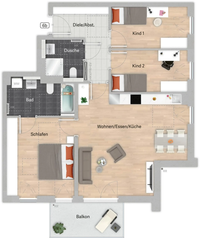 Grundriss der Wohnung 6b