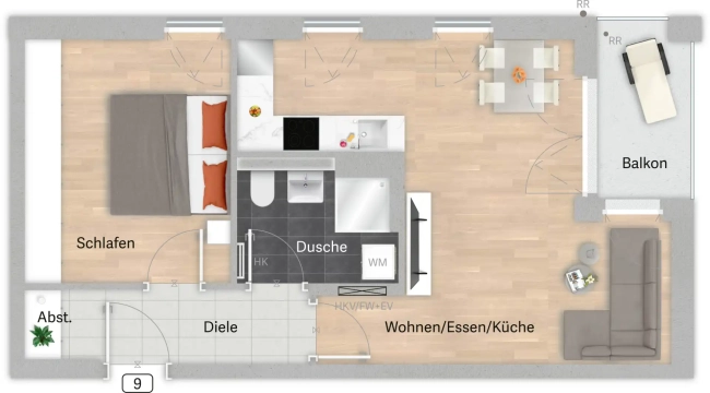 Grundriss der Wohnung 9