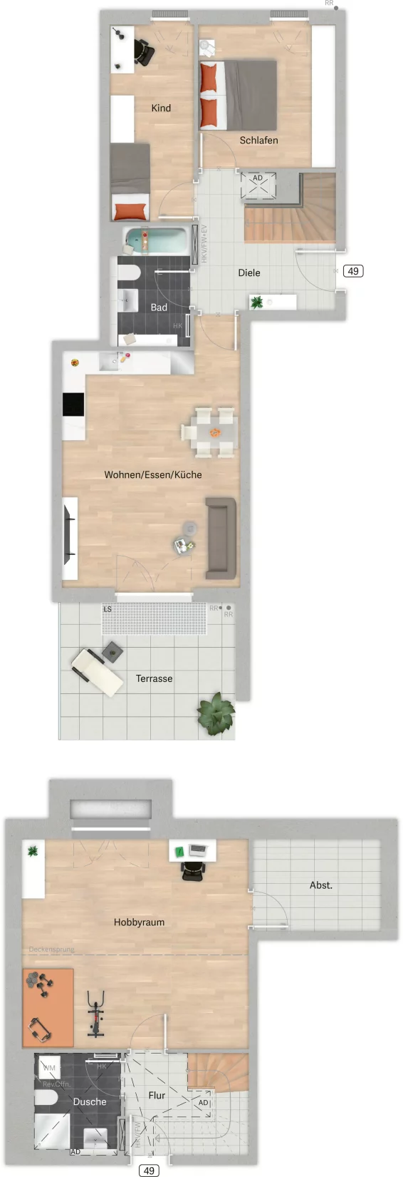 Grundriss der Wohnung 49